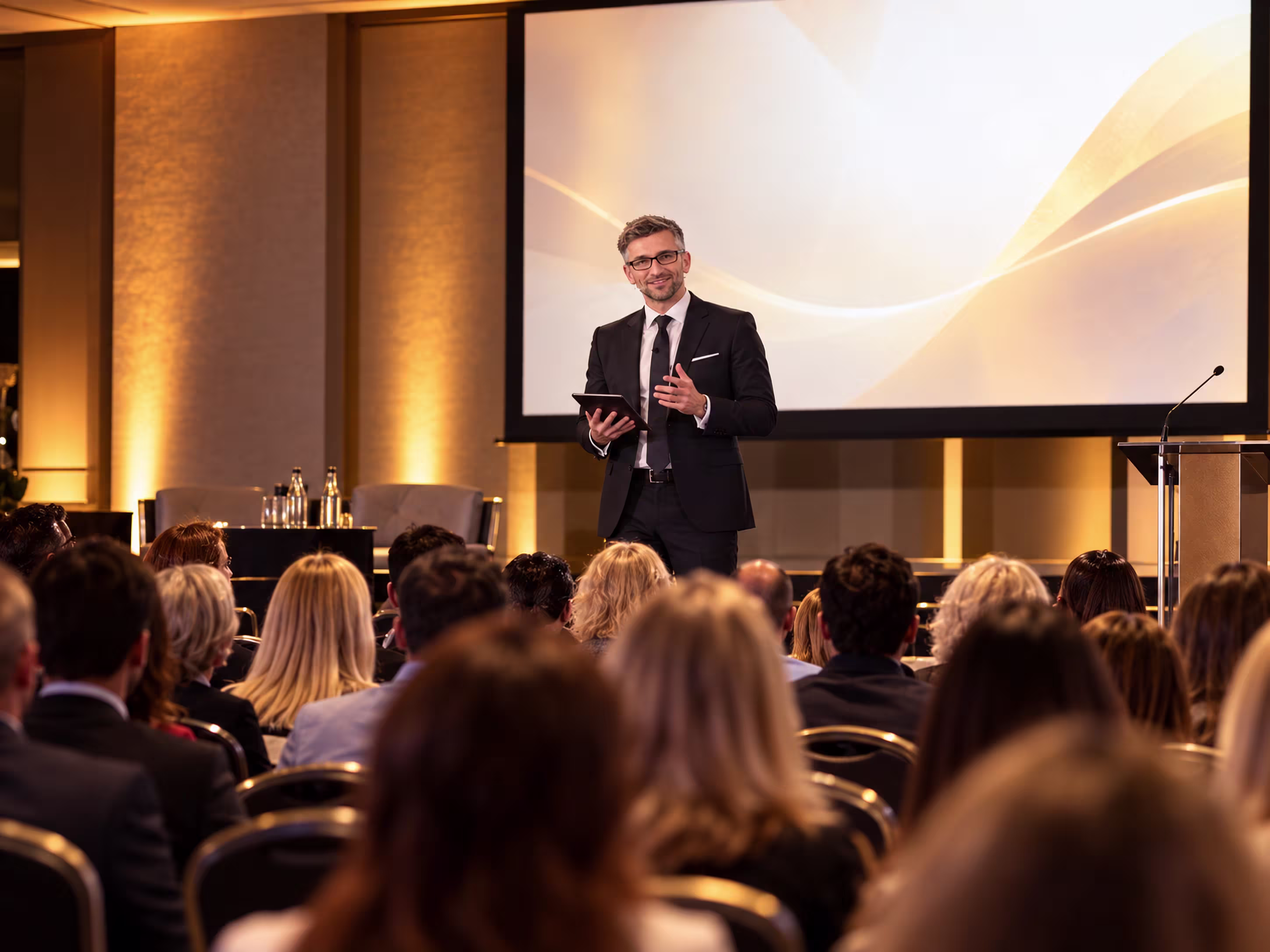 Dr. Johan Hallström speaking at a professional conference